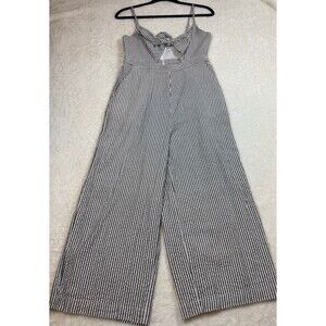 BCBGeneration White Black Striped Sleeveless Wide-Leg Jumpsuit Size 6